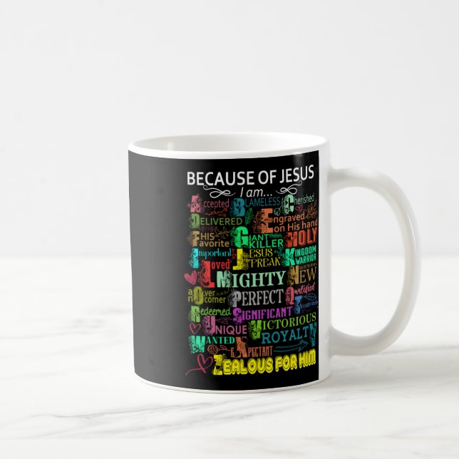 På grund av Jesus är jag kittare Kaffemugg (Höger)