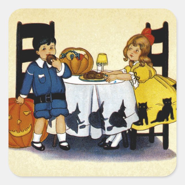 På Halloween Fyrkantigt Klistermärke (Framsida)