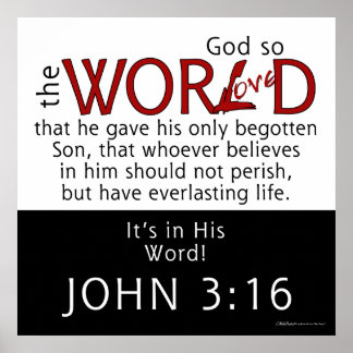 På hans Ord-John 3:16 Scripture Poster