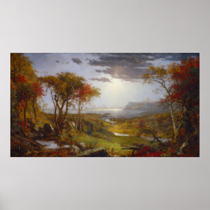 På Hudson River, 1860 (olja på arbetsyta) Poster