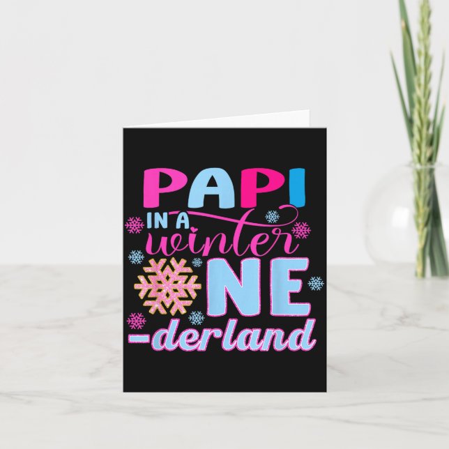 Pa In A Winter Onederland Bday Girl Sweet Snowflak Kort (Framsida)