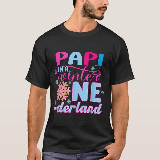 Pa In A Winter Onederland Bday Girl Sweet Snowflak T Shirt (Framsida)