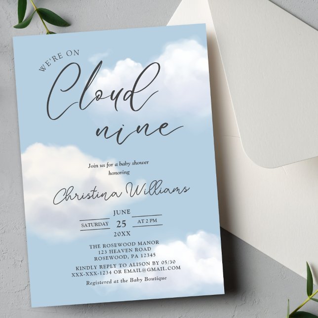☁️ ✨ på inbjudan till Cloud 9 Baby Shower ✨ ☁️ (Skapare uppladdad)