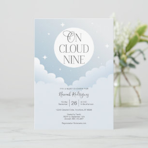 På inbjudan till en nine Blue Grått Himmel Baby Sh