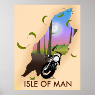 På Isle of man Motorcle karta på reseaffisch Poster