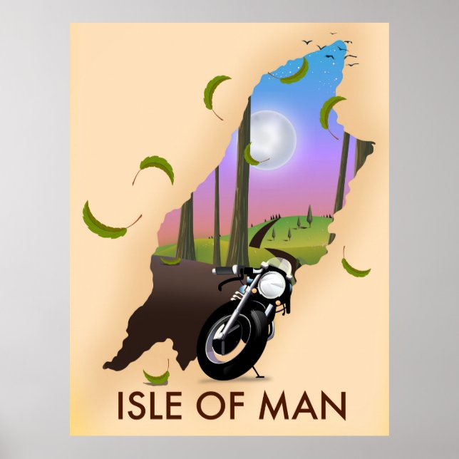 På Isle of man Motorcle karta på reseaffisch Poster (Framsidan)