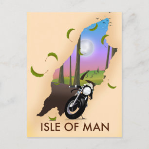 På Isle of man Motorcle karta på reseaffisch Vykort