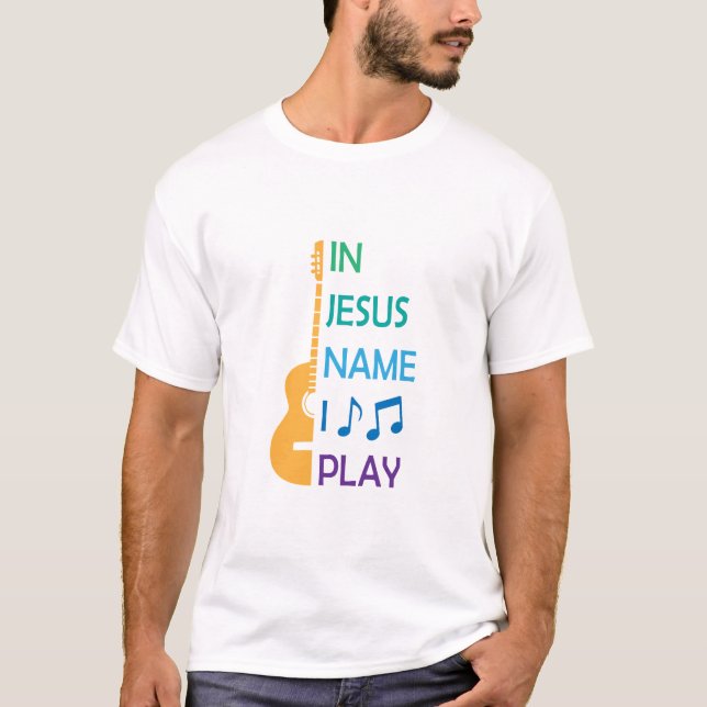 På Jesus Namn I Play - Christian T Shirt (Framsida)