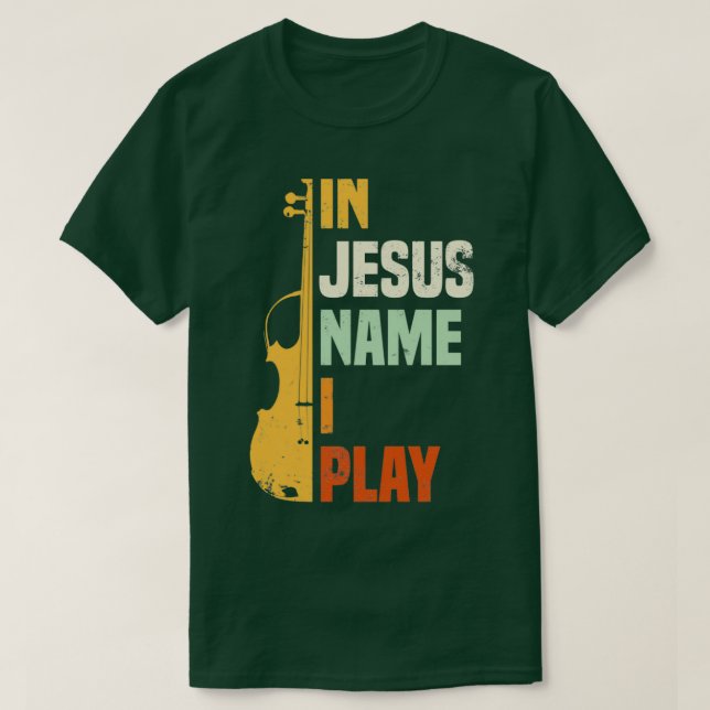 På Jesus Namn I Play Violin T Shirt (Design framsida)