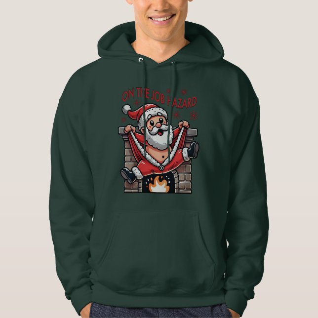 På  jultomten vid jobbet hoodie (Framsida)