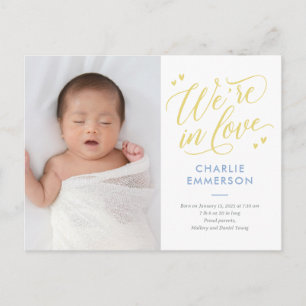 På Kärlek EDITABLE FÄRG Birth Notification Postcar Vykort