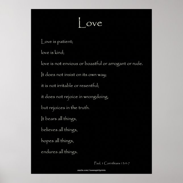 På Kärlek Paul, 1 Corinthians 13:4-7 Bibelcitat Poster (Framsidan)