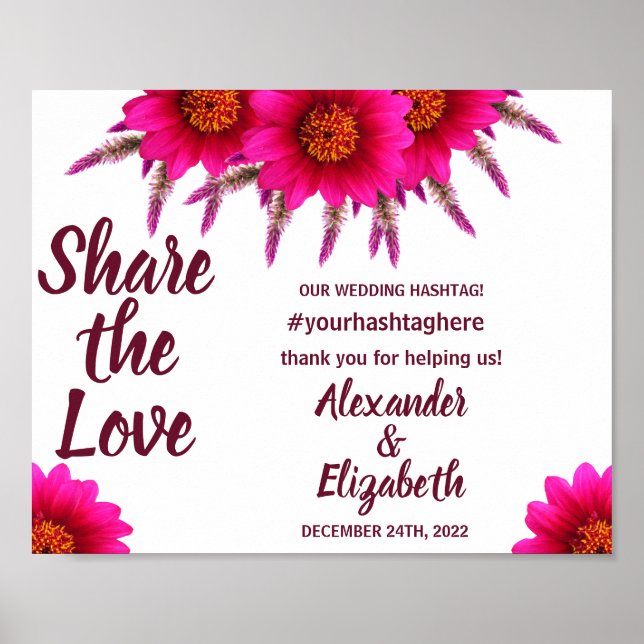  på Kärlek Social Media Bröllop Lila-skylten Poster (Framsidan)