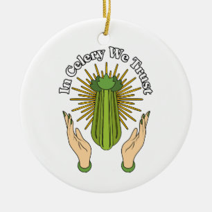 På kelery we Trust - Celery Juice Älskare Funny Ce Julgransprydnad Keramik