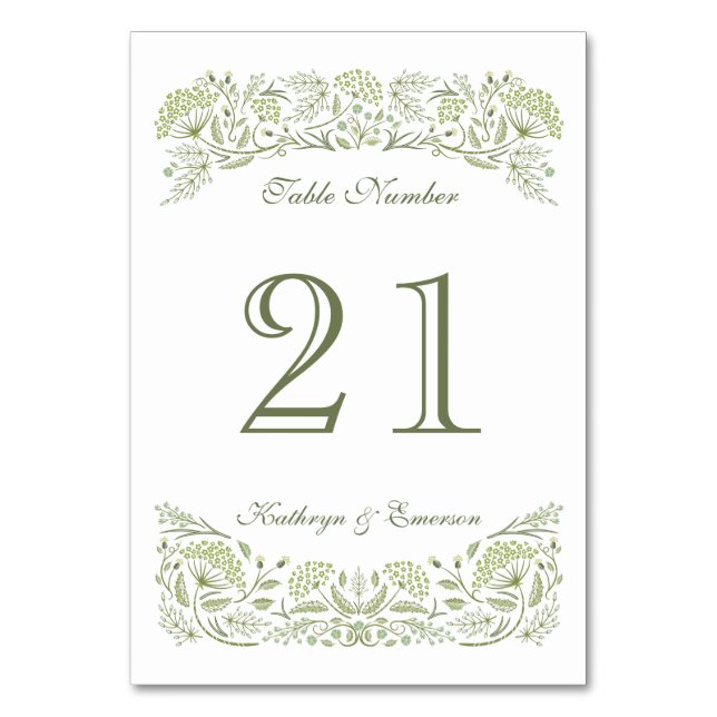 På kortet Prairie Bröllop Bord Bordsnummer (Framsidan)