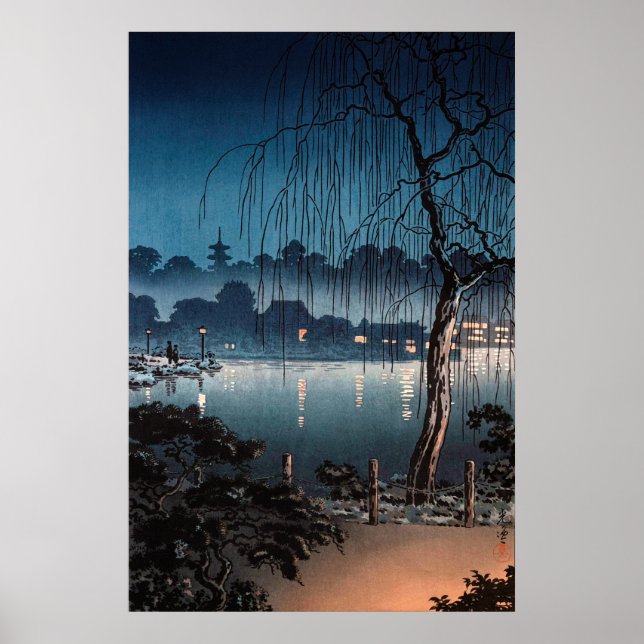 På kvällen vid Ueno Park av Tsuchiya Koitsu Poster (Framsidan)