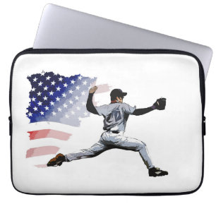 På ljudet - Baseball Pitcher och USA flagga Laptop Fodral