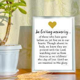 På Loving Memory Christian Quote Bröllop Tabletop Poster