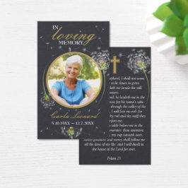 På Loving Memory Dandelion Photo Funeral Prayer Visitkort