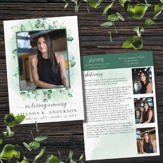 På Loving Memory Eucalyptus Greenery Obituary Program
