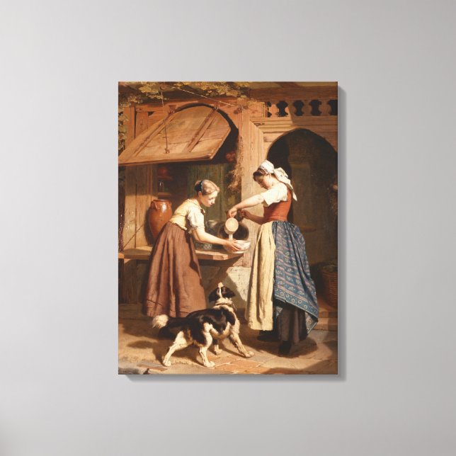 På mejeriet, 1866 (olja på panel) canvastryck (Framsida)