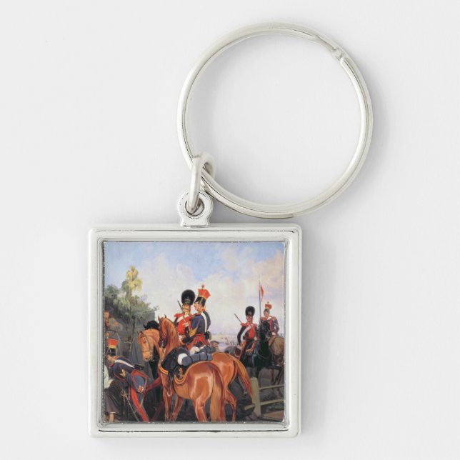 På Milestenen 1859 Fyrkantig Silverfärgad Nyckelring (Framsidan)