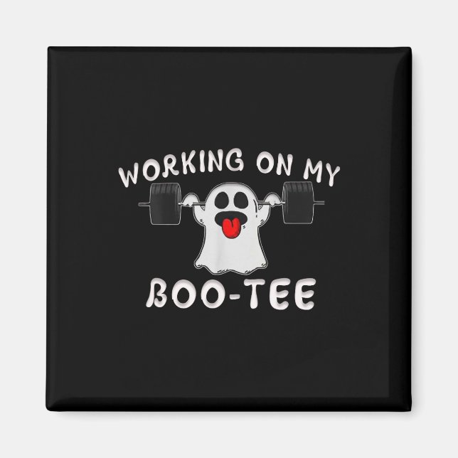 På min Boo Tee Halloween Ghost Workout Gym Magnet (Framsidan)
