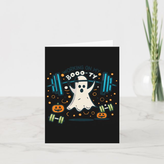 På min Boo-ty Funny Booty Halloween Ghost Workout Kort (Framsida)