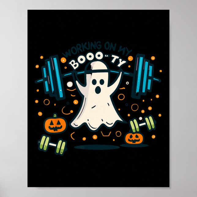 På min Boo-ty Funny Booty Halloween Ghost Workout Poster (Framsidan)
