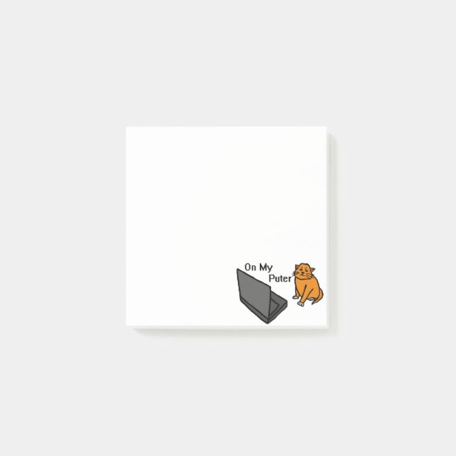 På Min Dator Roligt Dator Orange Katt Meme Post-it Block (Framsida)