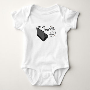 På Min Dator Roligt Dator Vit Katt Meme T Shirt