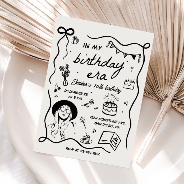På min födelsedag Era Black Retro Birthday Inbjudningar (Skapare uppladdad)