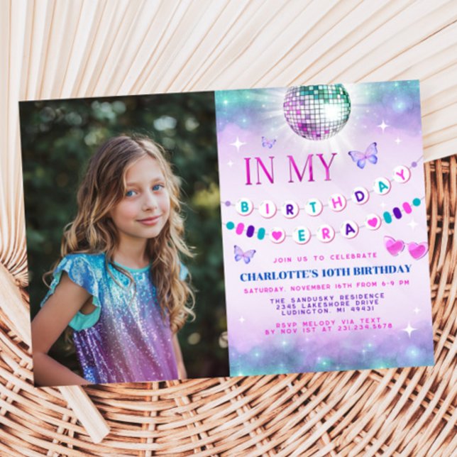På min födelsedag Era Photo Inbjudan - Tonåring fö (In My Birthday Era Photo Invite - Teen In My Birthday Era Photo Invite - Teen Birthday)