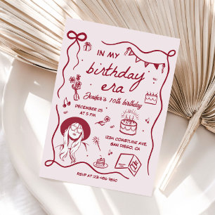 På min födelsedag Era Retro Birthday Inbjudningar