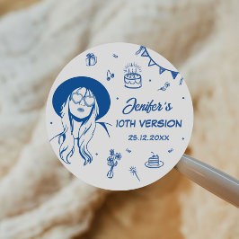 På min födelsedag Era Retro Birthday Runt Klistermärke