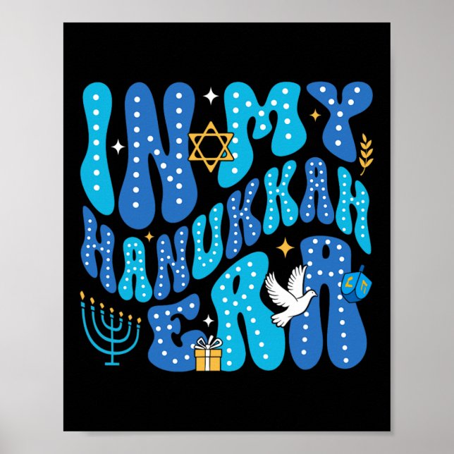 På min Hanukkah Era Lycklig Chanukah Jewish Pajama Poster (Framsidan)