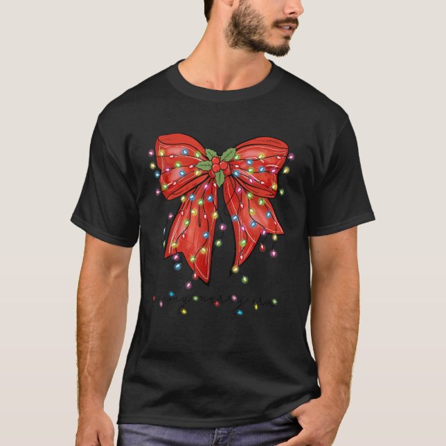 På min heliga era Coquette Bow Mistletoe jul L T Shirt (Framsida)