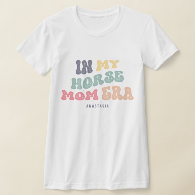 På min Horse Mamma Era Vågigt Pastel text Equestri T Shirt (Laydown)