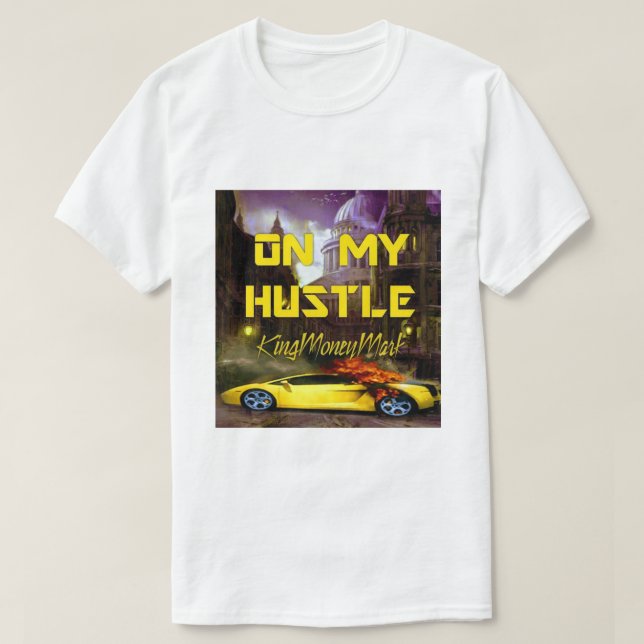 PÅ MIN HUSTLE VIT T-SHIRT (Design framsida)