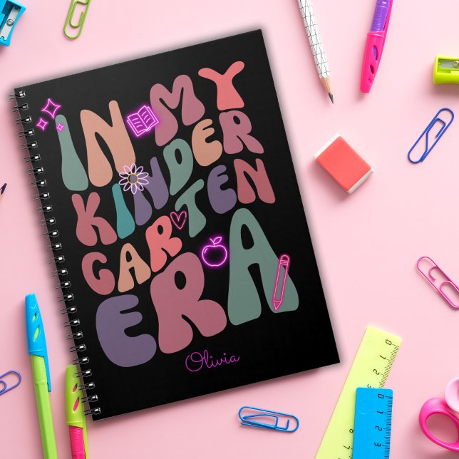 På min Kindergarten Era Retro Neon med Namn Anteckningsbok (Skapare uppladdad)