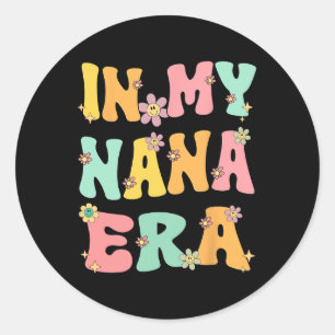 På min Nana Era Retro Groovy Nana Grandma Mor D Runt Klistermärke