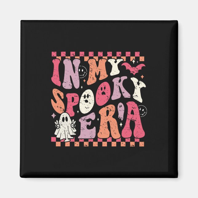 På min talartid Era Groovy Hippie Halloween Ghost Magnet (Framsidan)