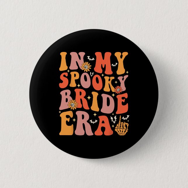 På min talesman Bride Era Groovy Halloween Bröllop Knapp (Framsida)