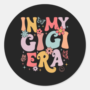 På Mina Gigi Era Groovy Retro Mors dag Butterfly Runt Klistermärke