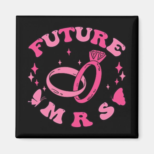 På mitt engagerade Era Groovy Bride Bachelorette P Magnet (Framsidan)