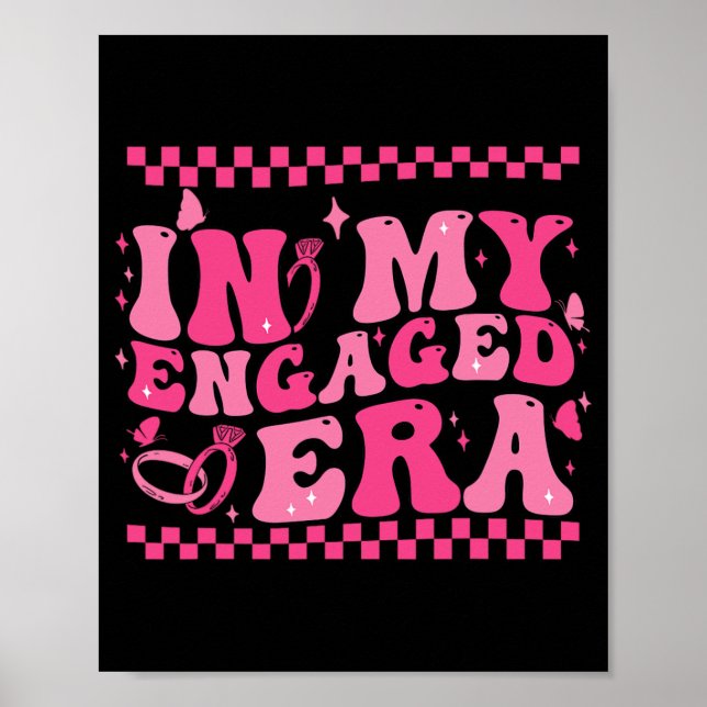 På mitt engagerade Era Groovy Bride Bachelorette P Poster (Framsidan)