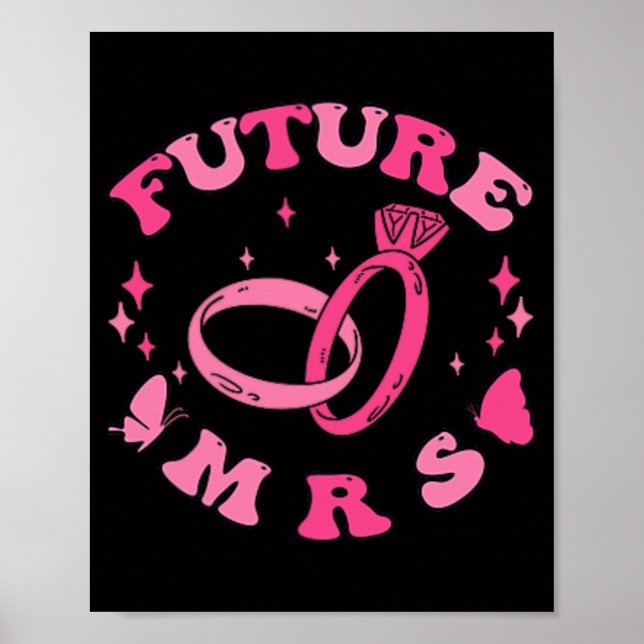 På mitt engagerade Era Groovy Bride Bachelorette P Poster (Framsidan)