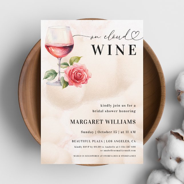 På Möhippan Cloud Vin Theme Heart Script Inbjudningar (Skapare uppladdad)