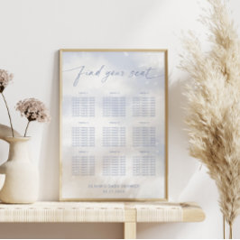 På Moln 9 Dammig Blå Placeringsplan Affisch