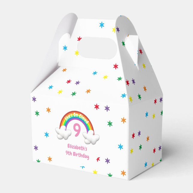 På moln 9! Rainbow Birthday Presentaskar (Framsidan Sidan)